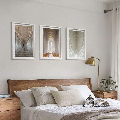 Conjunto de 3 quadros com moldura Interiores de edifícios históricos