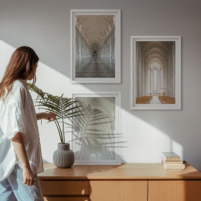 Conjunto de 3 quadros com moldura Interiores de edifícios históricos