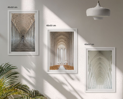 Conjunto de 3 quadros com moldura Interiores de edifícios históricos
