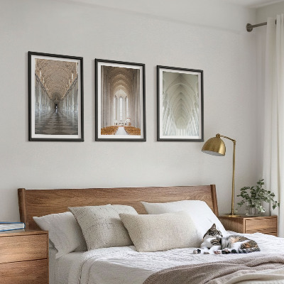 Conjunto de 3 quadros com moldura Interiores de edifícios históricos
