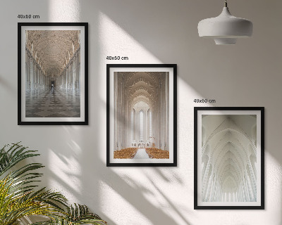 Conjunto de 3 quadros com moldura Interiores de edifícios históricos