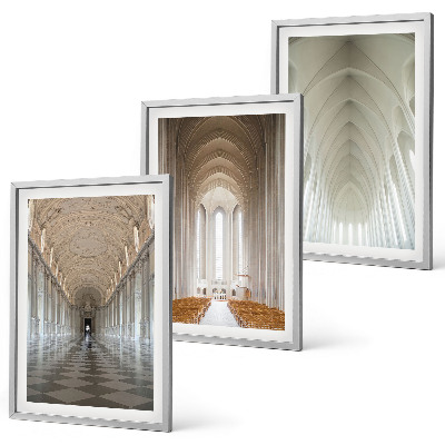 Conjunto de 3 quadros com moldura Interiores de edifícios históricos