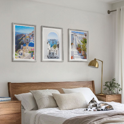 Conjunto de quadros para sala de estar Arquitetura de Santorini Oia