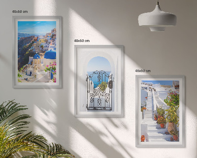 Conjunto de quadros para sala de estar Arquitetura de Santorini Oia