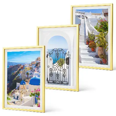 Conjunto de quadros para sala de estar com tema de arquitetura de Santorini Oia