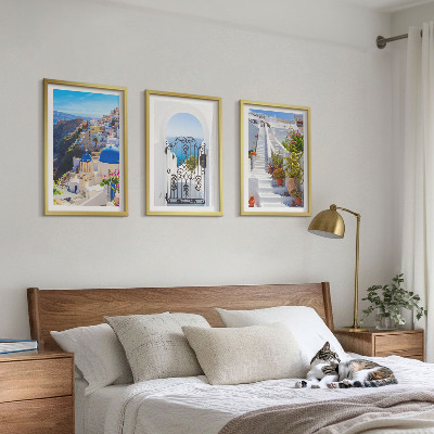 Conjunto de quadros para sala de estar Arquitetura de Santorini Oia