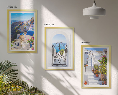 Conjunto de quadros para sala de estar Arquitetura de Santorini Oia