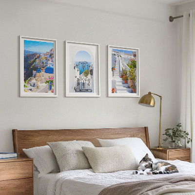 Conjunto de quadros para sala de estar Arquitetura de Santorini Oia
