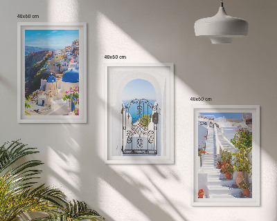 Conjunto de quadros para sala de estar Arquitetura de Santorini Oia