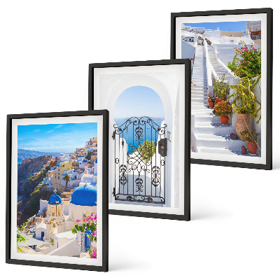 Conjunto de quadros para sala de estar Arquitetura de Santorini Oia