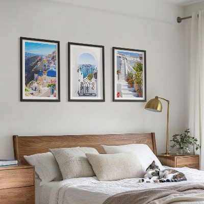 Conjunto de quadros para sala de estar Arquitetura de Santorini Oia