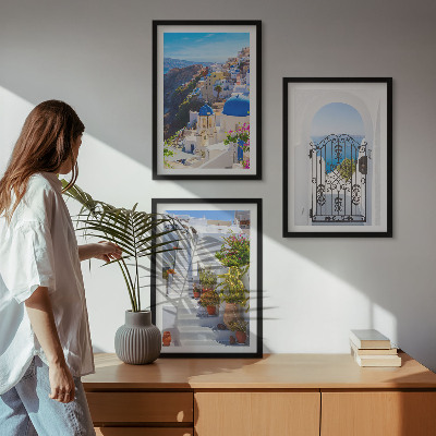 Conjunto de quadros para sala de estar Arquitetura de Santorini Oia