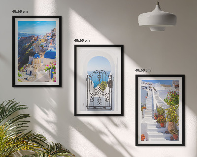 Conjunto de quadros para sala de estar Arquitetura de Santorini Oia