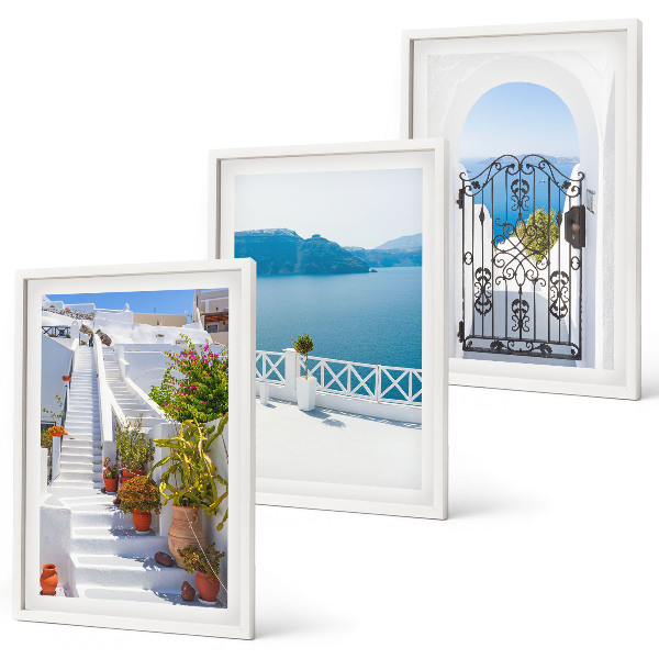 Composição de quadros moderna Escadas brancas, plantas, portão do mar