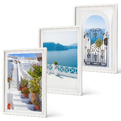 Composição de quadros moderna Escadas brancas, plantas, portão do mar