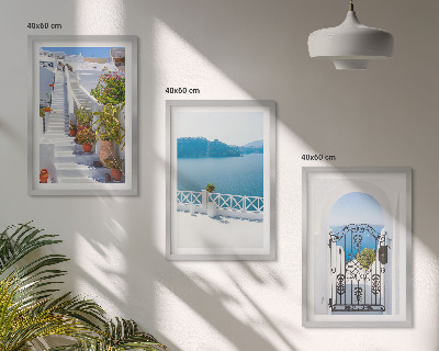 Composição de quadros moderna Escadas brancas, plantas, portão do mar