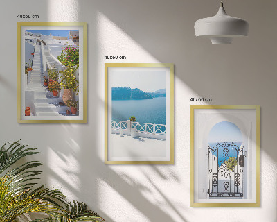 Composição de quadros moderna Escadas brancas, plantas, portão do mar