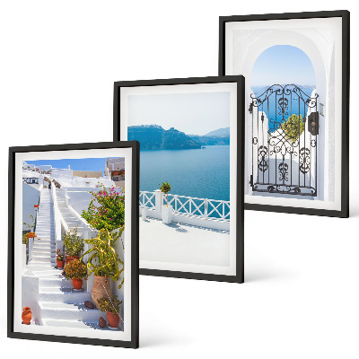 Composição de quadros moderna Escadas brancas, plantas, portão do mar