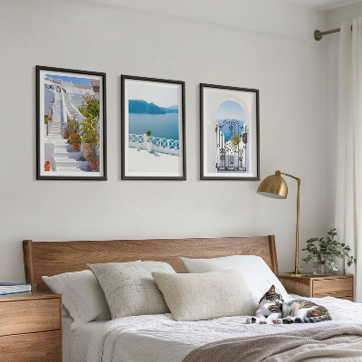 Composição de quadros moderna Escadas brancas, plantas, portão do mar
