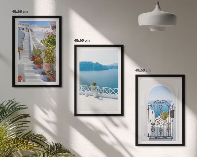 Composição de quadros moderna Escadas brancas, plantas, portão do mar