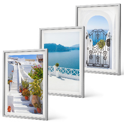Composição de quadros moderna Escadas brancas, plantas, portão do mar