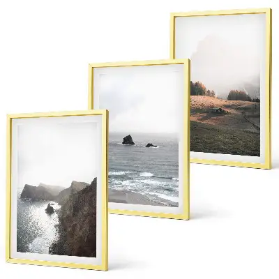 Conjunto de quadros para sala de estar com paisagens de montanhas e mar