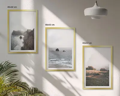 Conjunto de quadros para sala de estar com paisagens de montanhas e mar