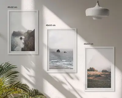Conjunto de quadros para sala de estar com paisagens de montanhas e mar