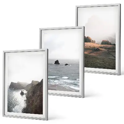 Conjunto de quadros para sala de estar com paisagens de montanhas e mar
