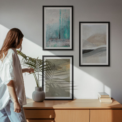 Conjunto de quadros para sala de estar Decorações abstratas pintadas