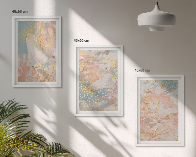 Conjunto de 3 quadros com moldura Padrões abstratos em tons pastel