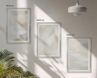 Conjunto de quadros para sala de estar com estampa de fundo abstrato de pinceladas