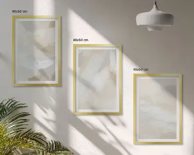 Conjunto de quadros para sala de estar com estampa de fundo abstrato de pinceladas
