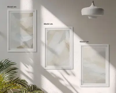 Conjunto de quadros para sala de estar com estampa de fundo abstrato de pinceladas