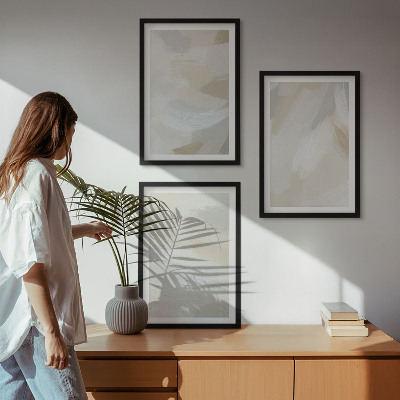 Conjunto de quadros para sala de estar fundo abstrato de pinceladas