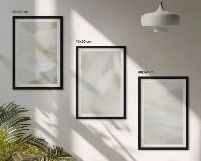 Conjunto de quadros para sala de estar com estampa de fundo abstrato de pinceladas