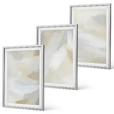 Conjunto de quadros para sala de estar com estampa de fundo abstrato de pinceladas
