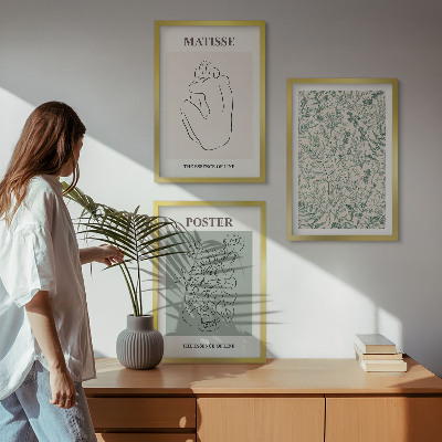 Composição de quadros moderna Linhas, padrões de plantas, minimalismo