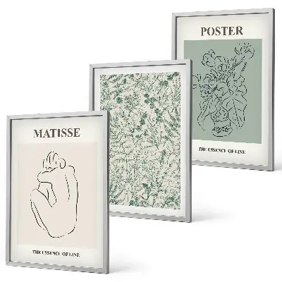 Conjunto de quadros decorativos modernos com estampas de linhas e plantas estilo minimalista