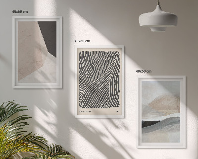 Conjunto de quadros para sala de estar Padrões abstratos em tons de bege e cinza.