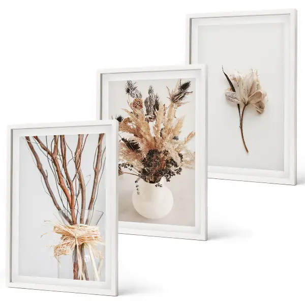 Composição de quadros moderna com ramos de flores minimalistas