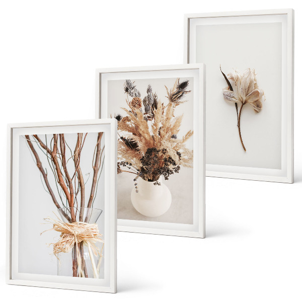 Composição de quadros moderna ramos de flores minimalistas
