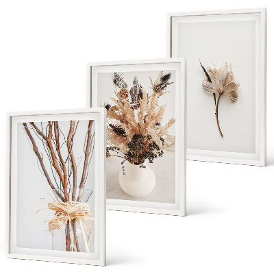 Composição de quadros moderna ramos de flores minimalistas