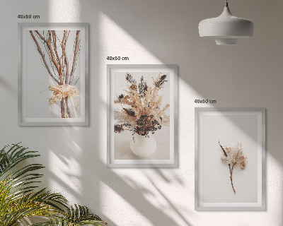 Composição de quadros moderna ramos de flores minimalistas