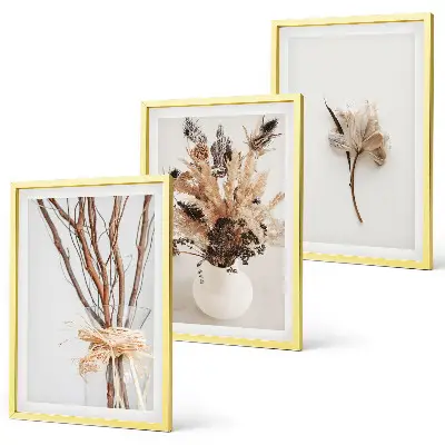 Composição de quadros moderna com ramos de flores minimalistas