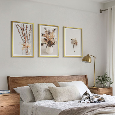 Composição de quadros moderna ramos de flores minimalistas