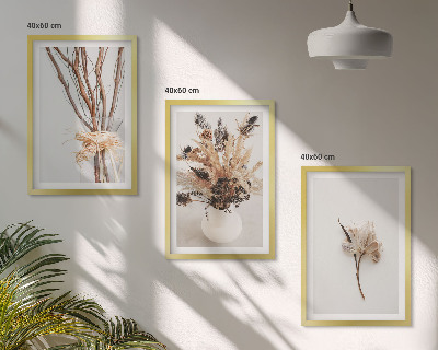 Composição de quadros moderna ramos de flores minimalistas