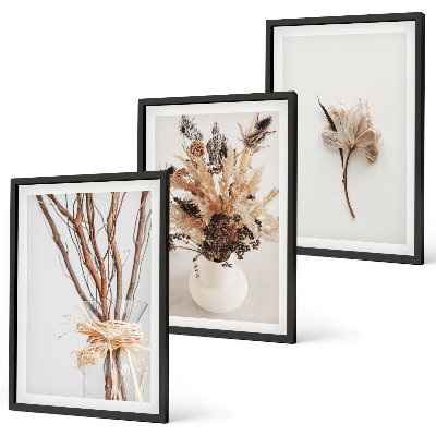 Composição de quadros moderna ramos de flores minimalistas