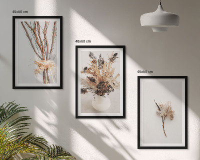 Composição de quadros moderna ramos de flores minimalistas