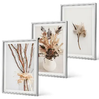 Composição de quadros moderna com ramos de flores minimalistas